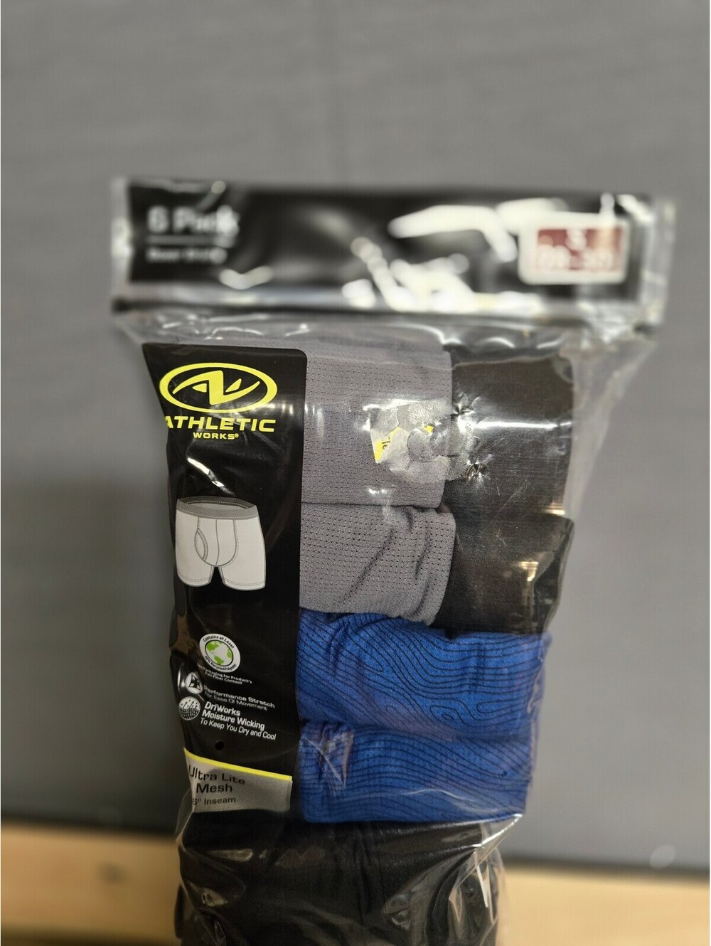 Athletic Works Men's 6-Pack Boxer Briefs Size Small (28-30)